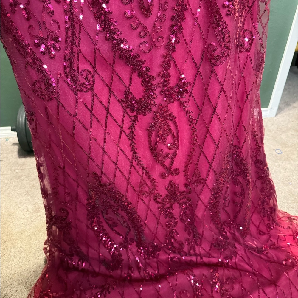 Pink Sequin Prom Dress - Picture 4 of 12